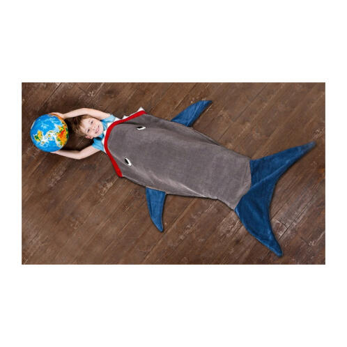 Παιδική Fleece Κουβέρτα Καρχαρίας 142 x 50 cm Χρώματος Γκρι SPM SRKBLNKT