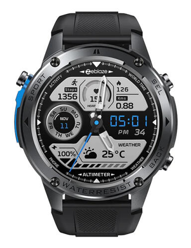 Zeblaze Smartwatch Stratos 2 1.43" AMOLED GPS MIL-STD-810H Μαύρο