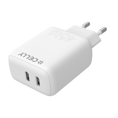 CELLY  Φορτιστής τοίχου 2 USB-C 45W