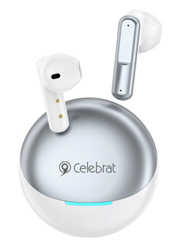 Celebrat Ακουστικά Earbud Bluetooth Handsfree με Θήκη Φόρτισης W61 Λευκά