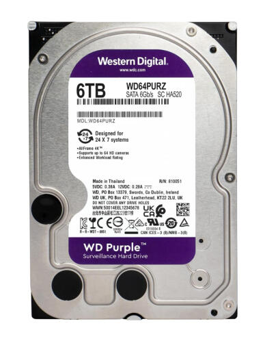 WD σκληρός δίσκος 3.5" Purple Surveillance 6TB 256MB 5400RPM SATA III