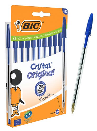 BIC στυλό διαρκείας ballpoint Cristal Original 1mm μύτη μπλε 10τμχ