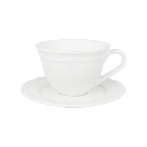 Casa Domani  Φλυτζάνι Καφέ/Cappuccino 220ml με Πιατάκι Λευκό Florence Scallop- Πορσελάνη