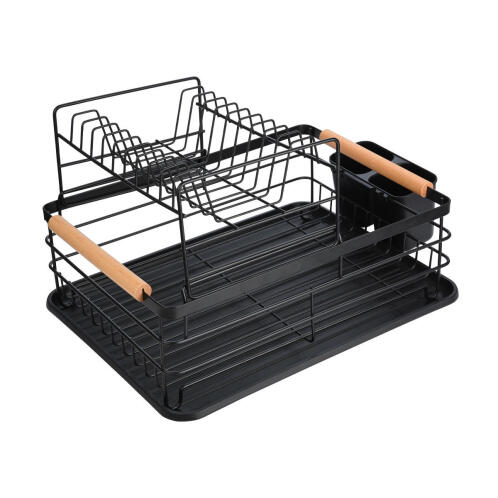 Estia Πιατοθήκη Διώροφη Μεταλλική Με Bamboo Λαβές Bamboo Essentials 01-23546 Μαύρη