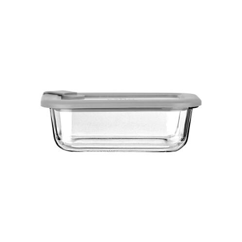 Estia Φαγητοδοχειο Colorseal Γυαλινο 370ml 16.3x12.3x6.2cm Με Καπακι Σιλικονησ Γκρι  01-26400