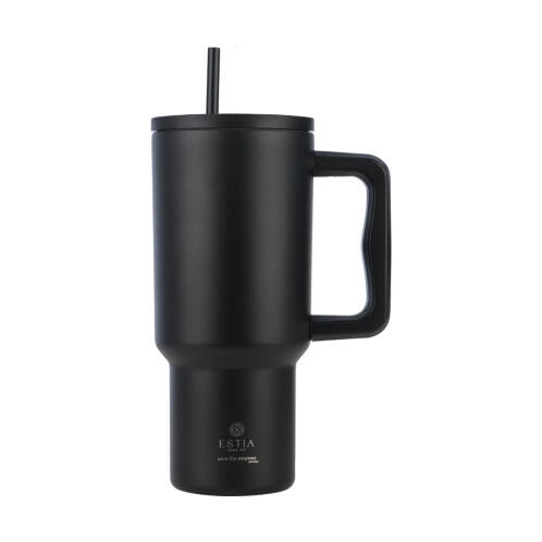 Estia Θερμοσ Straw Tumbler Xl Save The Aegean 900ml Midnight Black  01-32111