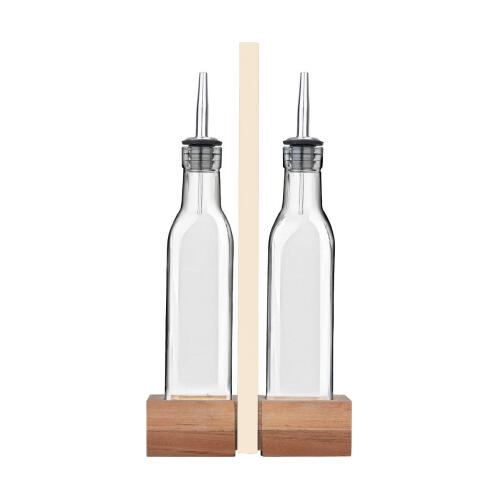 Estia Μπουκαλια Για Λαδι /ξυδι Allure 2x280ml Με Ξυλινη Βαση  01-34061