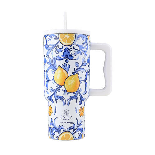 Estia Θερμοσ Straw Tumbler Xl Save The Aegean 900ml Amalfi Coast  01-34832