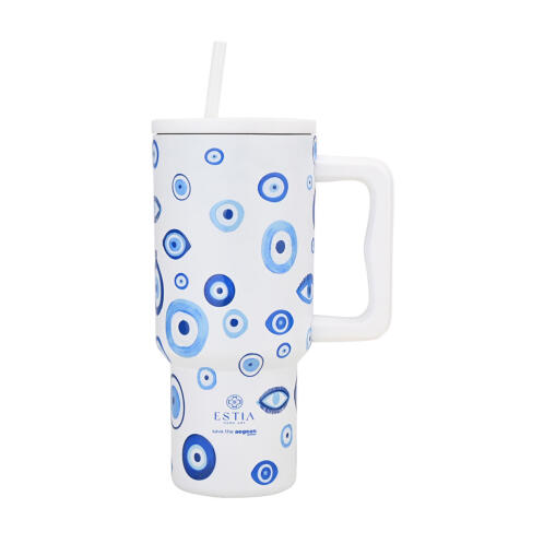 Estia Θερμοσ Straw Tumbler Xl Save The Aegean 900ml Spirit Of Luck  01-35204