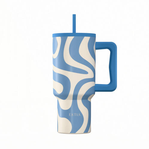 Estia Θερμοσ Straw Tumbler Xl Save The Aegean 900ml Ocean Waves  01-41571