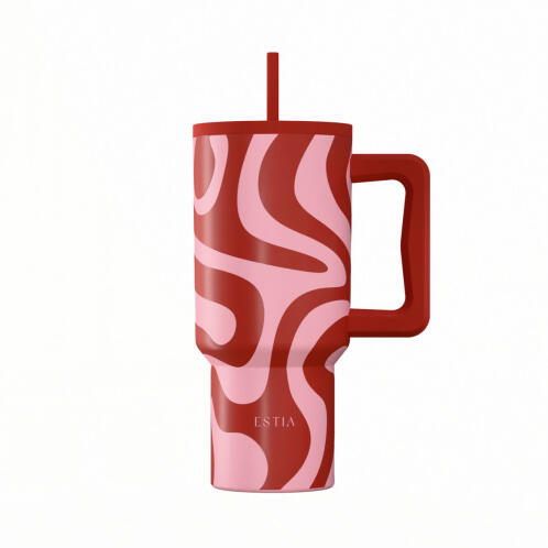 Estia Θερμοσ Straw Tumbler Xl Save The Aegean 900ml Coral Waves  01-41588
