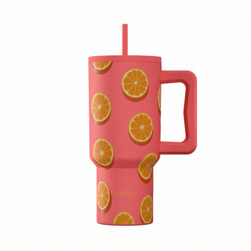 Estia Θερμοσ Straw Tumbler Xl Save The Aegean 900ml Orange Pop  01-41595
