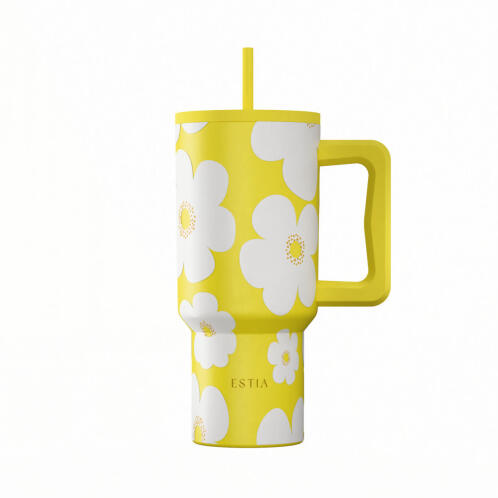 Estia Θερμοσ Straw Tumbler Xl Save The Aegean 900ml Yellow Daisy  01-41625
