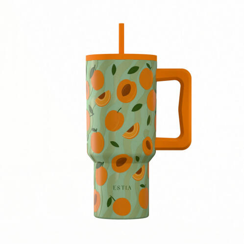 Estia Θερμοσ Straw Tumbler Xl Save The Aegean 900ml Peach Garden  01-41632