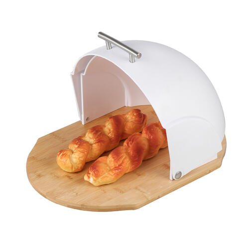 Estia Ψωμιέρα με ξύλο κοπής bamboo 37X20cm Λευκή