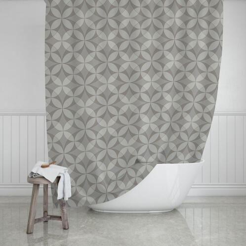 Estia Flower Life Κουρτίνα Μπάνιου Υφασμάτινη 180x200 cm Γκρι