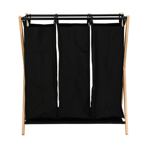 Estia Καλαθι Απλυτων Bamboo Essentials 102lt 3 Θεσεων 68x40x76cm Μαυρο  02-26967