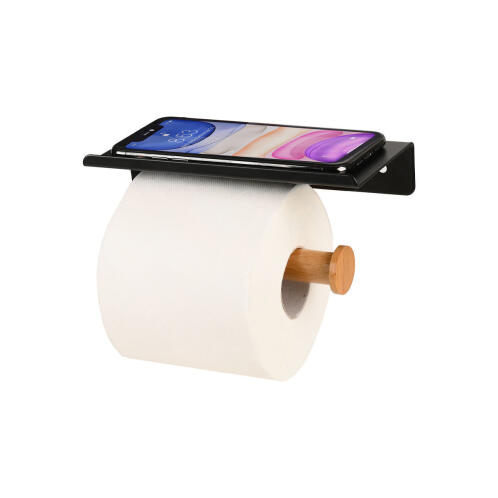 Estia Χαρτοθηκη Επιτοιχια Bamboo Essentials Με Θεση Για Κινητο Μεταλλικη Μαυρη  02-30827