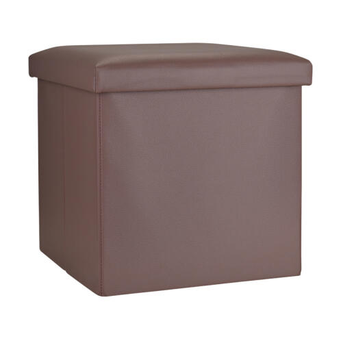 Estia Σκαμπο Cube Leather Με Αποθηκευτικο Χωρο Καφε  03-35914