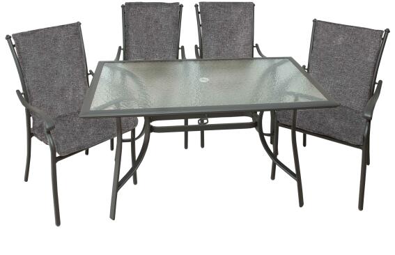 Velco, Σετ τραπεζαρία αλουμινίου, τραπέζι ,4 καρέκλες, μαξιλαρι