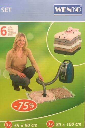 Wenko Θήκη Αποθήκευσης Ρούχων Πλαστική Αεροστεγής και με Κενό Αέρος 6τμχ