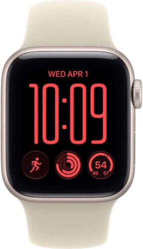 Apple Watch SE 3 Smartwatch Aluminium 44mm Αδιάβροχο με Παλμογράφο Starlight Aluminium Case with Sand Sport Band S/M