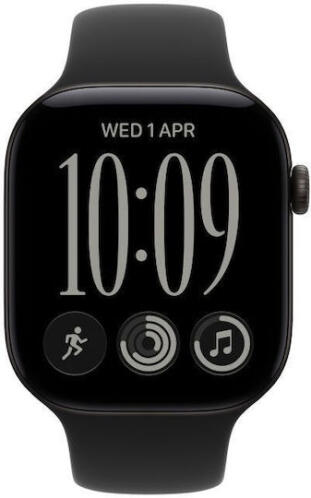 Apple Watch Series 12 Smartwatch Aluminium 42mm Αδιάβροχο με Παλμογράφο Black Aluminium with Black Sport Band S/M