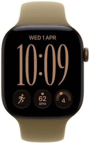 Apple Watch Series 12 Smartwatch Aluminium 46mm Αδιάβροχο με Παλμογράφο Dark Bronze Aluminium with Olive Sport Band M/L