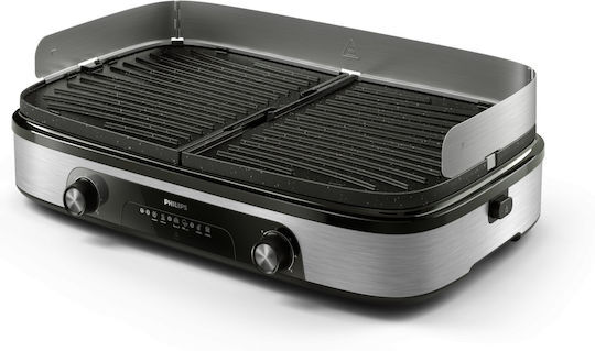 Philips HD6222/90 6000 Series Επιτραπέζια Ηλεκτρική Ψησταριά Λείας και Αυλακωτής Πλάκας 2000W