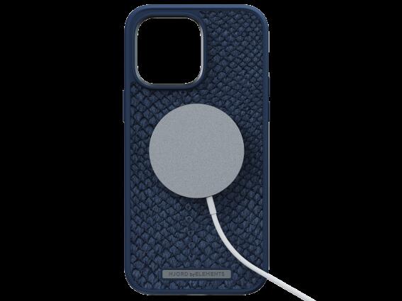 MOB NJORD CASE SALM. LEATHER MAGSAFE CASE iPHONE 14 PRO (6.7), BLUE