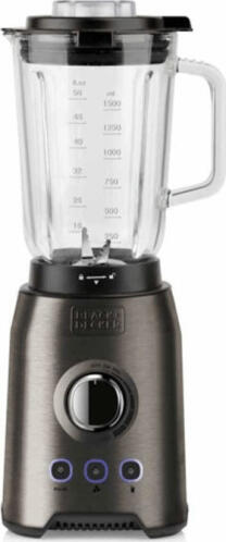 Black+Decker Μπλέντερ με Γυάλινη Κανάτα 1.5lt 1200Watt Μαύρο BXJB1200E