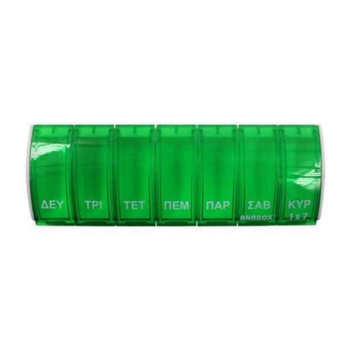 Anabox Εβδομαδιαία Θήκη Χαπιών με 7 Θέσεις σε Πράσινο χρώμα 1τμχ