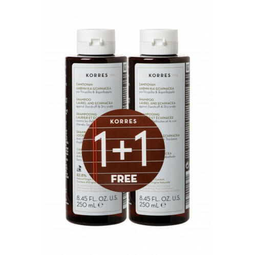 Korres Σαμπουάν Για Πιτυρίδα & Ξηροδερμία Με Δάφνη & Echinacea 250 ml 1+1 Δώρο