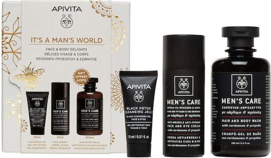 Apivita It's A Man's World Σετ Περιποίησης για Αντιγήρανση, Καθαρισμό Προσώπου & Καθαρισμό Σώματος 3τμχ