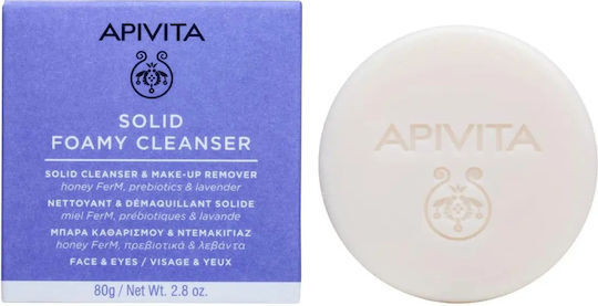 Apivita Solid Foamy Μπάρα Σαπουνιού Καθαρισμού Προσώπου & Ματιών 80gr