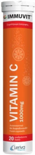 Leriva Pharma Immuvit Vitamin C Βιταμίνη για Ενίσχυση του Ανοσοποιητικού 1000mg Πορτοκάλι 20 αναβράζοντα δισκία