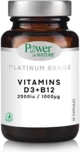 Power Of Nature Platinum Range Vitamins D3 & B12 Πολυβιταμίνη για Ενίσχυση του Ανοσοποιητικού & την Υγεία των Οστών 2.5iu 1000mg Energy 30 κάψουλες