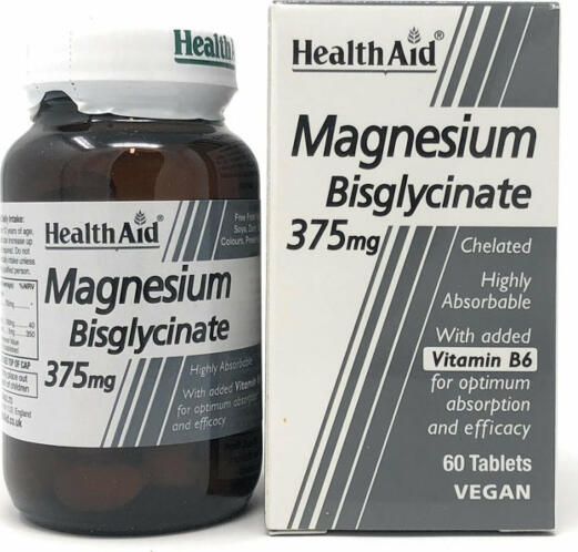 Health Aid Magnesium Bisglycinate 375mg  Μαγνήσιο 60 ταμπλέτες
