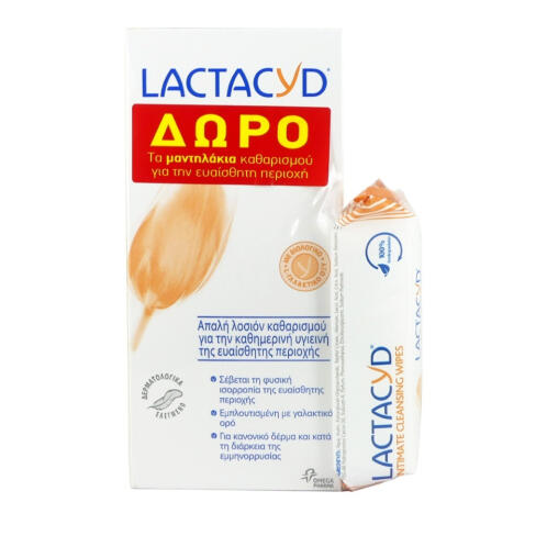 Lactacyd Intimate Λοσιόν Καθαρισμού 300ml & Μαντηλάκια 10τμχ