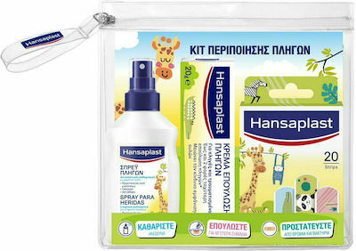 Hansaplast Junior Pack Universal Cleansing Παιδικό Spray Καθαρισμού Πληγών 100ml, Kids Animal Plasters 20τμχ & Κρέμα 20gr για Επούλωση