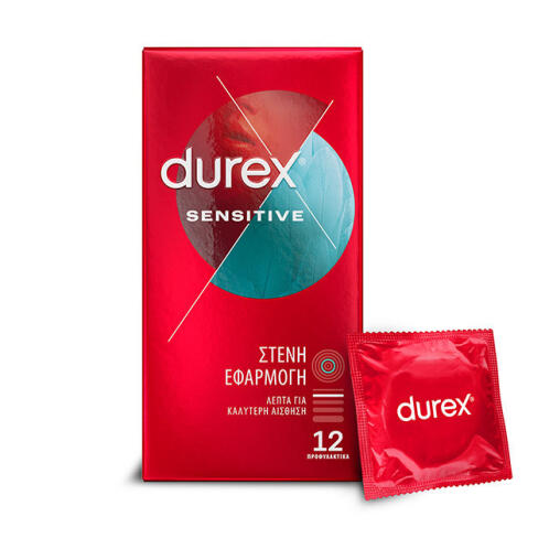 Durex Προφυλακτικά Sensitive Στενή Εφαρμογή Λεπτά 12τμχ