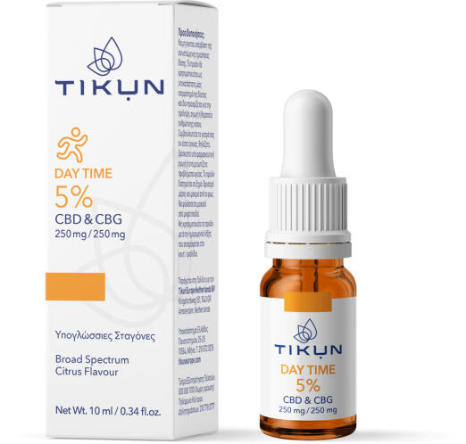 Tikun Day Time CBD 250mg & CBG 250mg Έλαιο Κάνναβης σε Σταγόνες με Γεύση Citrus 10ml