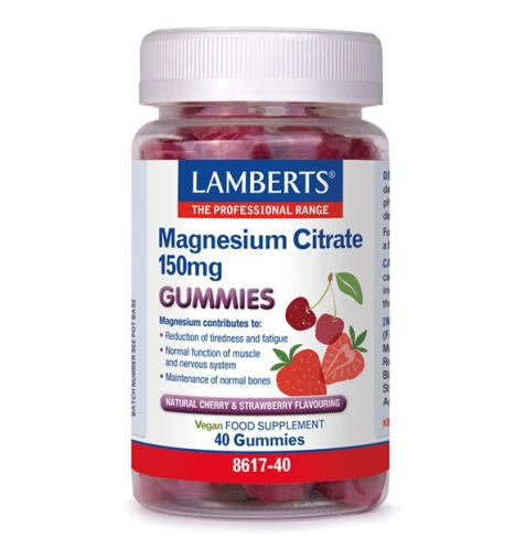 Lamberts Magnesium Citrate 150mg 40 Ζελεδάκια Φράουλα