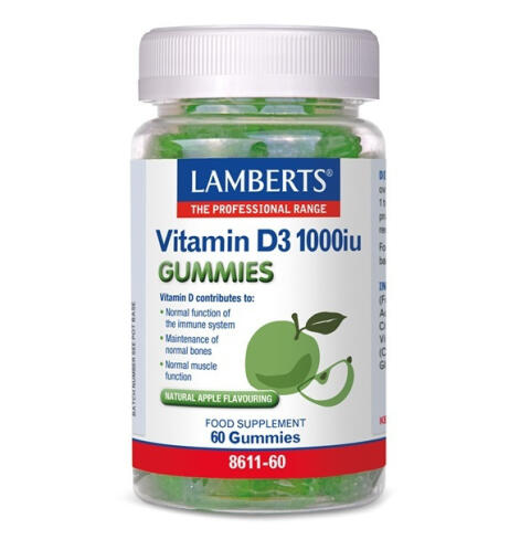Lamberts Βιταμίνη D3 1000iu Μήλο 60 Ζελεδάκια