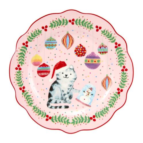 Maxwell Williams Πιάτο 20cm Πορσελάνινο Jolly Joy Joy Cat Σε Συσκευασία Δώρου Ροζ