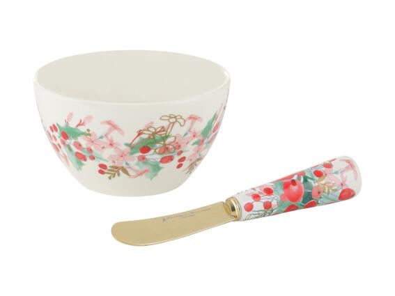 Maxwell Williams Μπολ 10cm & Μαχαιράκι Για Ντιπ Πορσελάνης Merry Berry