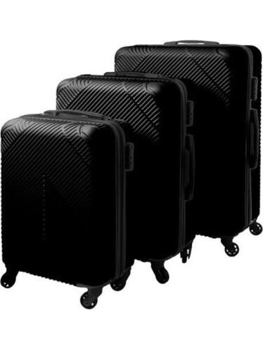 Trizand Βαλίτσες Ταξιδιού Σκληρές με 4 Ρόδες Σετ 3τμχ Μαύρες