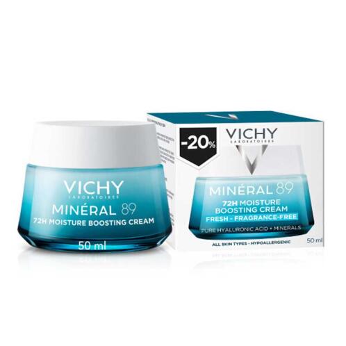 Vichy 72ωρη Ενυδατική Κρέμα Προσώπου Ημέρας με Υαλουρονικό Οξύ & Νιασιναμίδη Mineral 89 50ml