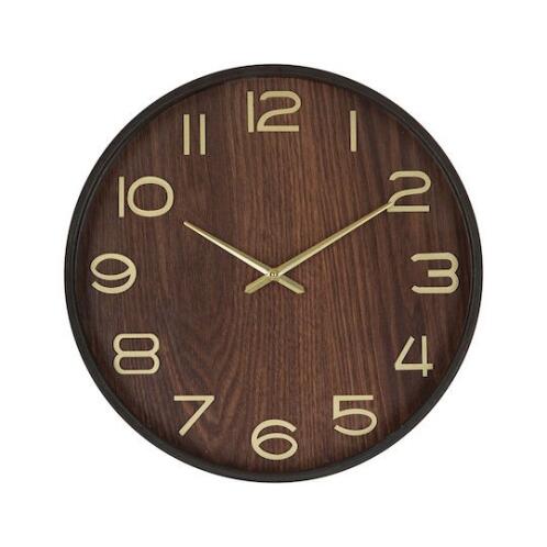 Atmosphera Ρολόι Tοίχου Αναλογικό Ivana Ø38cm Kαφέ Χρυσό