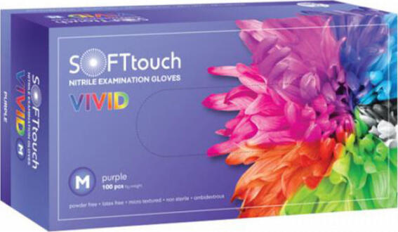 Bournas Medicals Touch Vivid Γάντια Νιτριλίου Χωρίς Πούδρα Medium 100τμχ Μωβ